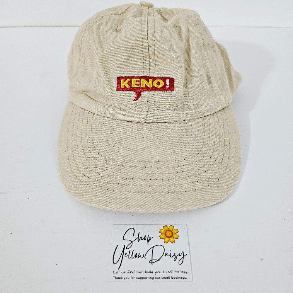Vintage‎ Keno! Georgia Lottery Adjustable Beige Cotton Cap《826》A